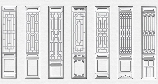 翁田镇常用中式仿古花窗图案隔断设计图